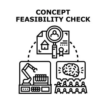Concept feasibility check process validating new ideas Stock Illustration