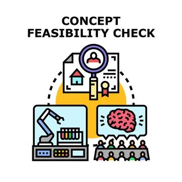 Concept feasibility check process validating new ideas Illustrazione stock