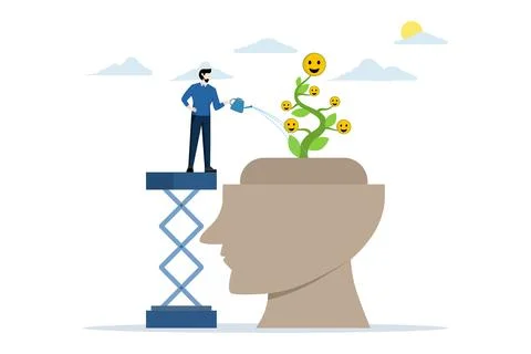 Concept of feeling or mental well-being, happiness or positive attitude. Stock Illustration