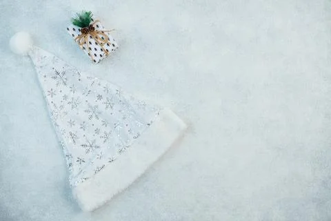 The concept of a festive background in silver tones. Top view of the silver b Stock Photos