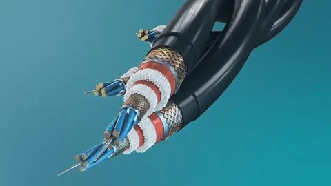 The concept of fiber optic cable on a colored background. Future cable Stock Illustration