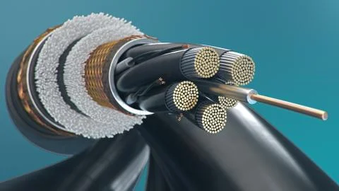 The concept of fiber optic cable on a colored background. Future cable Stock Illustration
