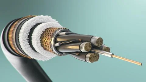 The concept of fiber optic cable on a colored background. Future cable Stock Illustration