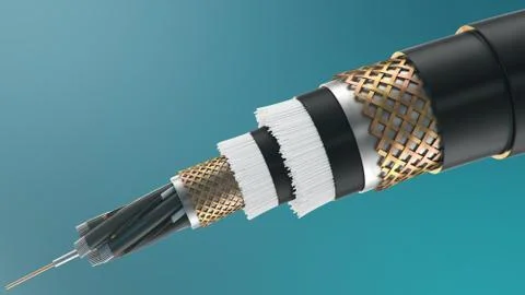 The concept of fiber optic cable on a colored background. Future cable Stock Illustration