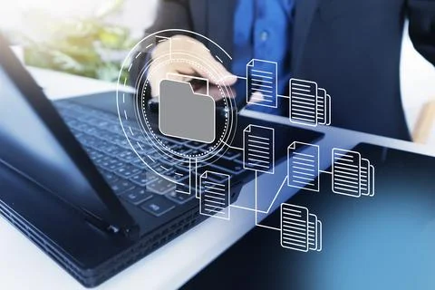 The concept of file access and auditing, searching and editing of data mana.. 스톡 사진