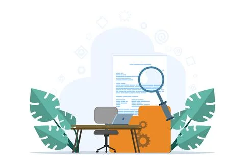 Concept of File manager and data storage. file management administration. Illustrazione stock