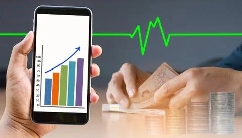 The concept of financial graph checking for stock market businesses Foto stock