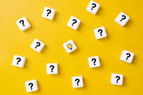 Concept of to find a creative idea or problem solving. Question mark and li.. Stock Photos