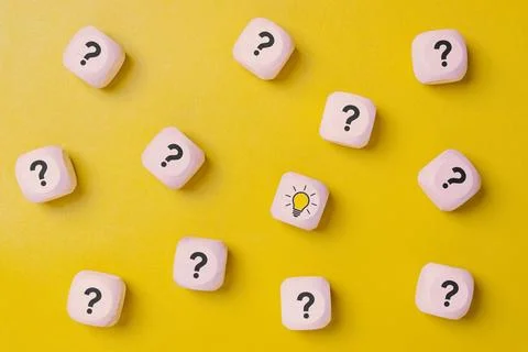 Concept of to find a creative idea or problem solving. Question mark and li.. Stock Photos