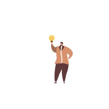 Concept of finding brilliant ideas. Man with light bulbs. Business man with l Stock Illustration