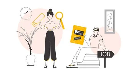 The concept of finding employees. Modern linear style. Vector illustration. Stock Illustration