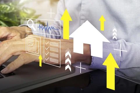 The concept of finding a home and creating value in the real estate busines.. Stock Photos