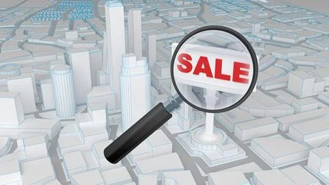Concept of finding sales in the city Stock Illustration