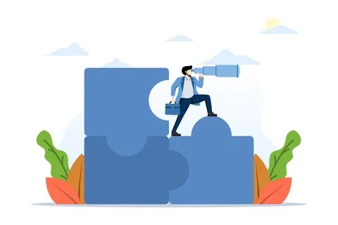 Concept of finding a solution or looking for the last missing piece to complete 스톡 일러스트