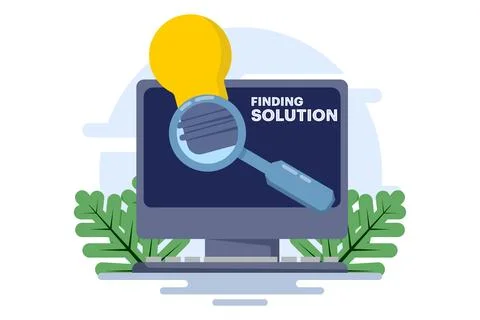 The concept of finding solutions or solving problems, brainstorming. Stock Illustration