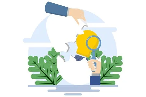 The concept of finding solutions or solving problems, brainstorming. Stock Illustration