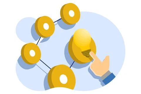 The concept of finding solutions or solving problems, brainstorming. 스톡 일러스트