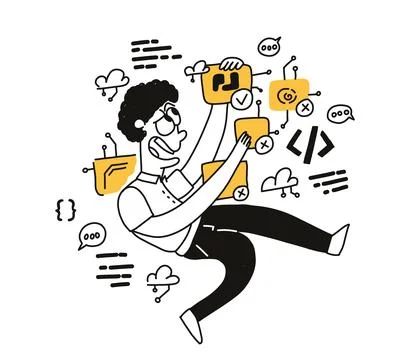 The concept of finding a suitable programming language. 库存插图