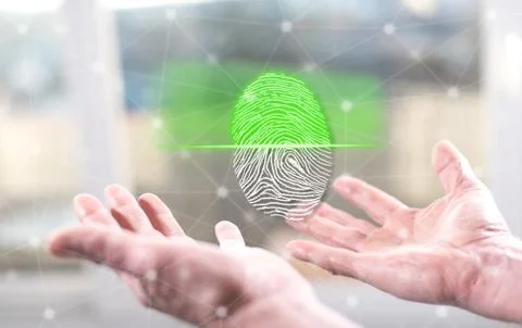 Concept of fingerprint security system 스톡 사진
