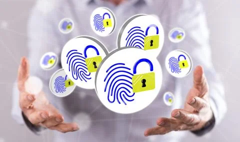 Concept of fingerprint security system Stock Photos