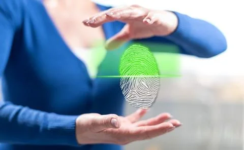 Concept of fingerprint security system Stock Photos