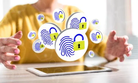 Concept of fingerprint security system Stock Photos