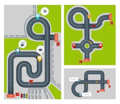 Concept finish map banner set, flat style Ilustración de archivo
