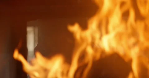 The concept of fire frames behind glass or window. Stock Footage 306329774