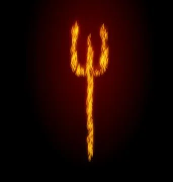 Concept Fire Trident on Black Background Illustrazione stock