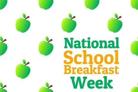 Concept of first full week in March - National School Breakfast Week. Template Illustrazione stock