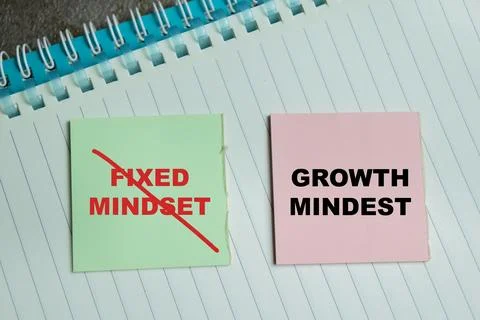 Concept of fixed mindset to growth mindset write on sticky notes Stock Photos