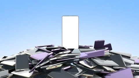 Concept of flagman model Modern full screen smart phones random color 3d rend Stock Illustration