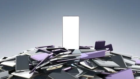 Concept of flagman model Modern full screen smart phones random color 3d rend Stock Illustration