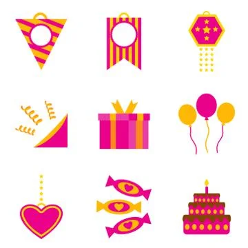 Concept flat icons on white background celebration Stock Illustration
