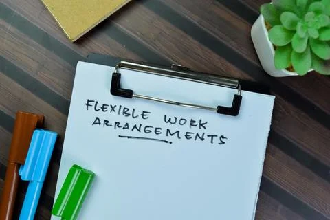 Concept of Flexible work Arrangements write on paperwork Stock Photos