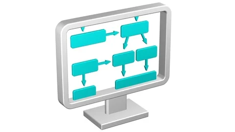 Concept: Flow chart scroll down on display. 3D rendering. Stock Footage 69875264