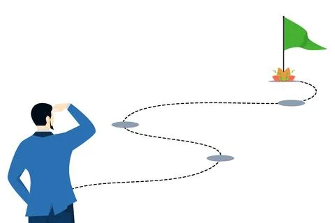 Concept of flow or process to achieve success, tracing the process of success. Stock Illustration