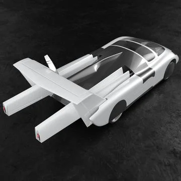 Concept of a flying car. Flying car. Studio render. 3D illustration. Stock Illustration