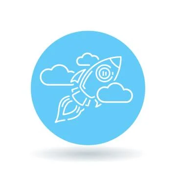 Concept flying rocket icon Stock Illustration