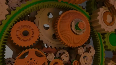 Concept footage of multiple gears forming a brain shape while the camera mo.. Stock Footage 325725422