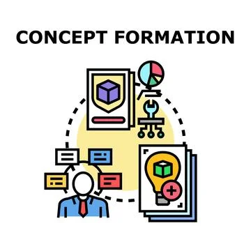 Concept formation process thinking idea development 库存插图