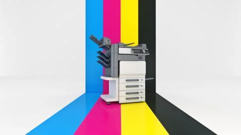 Concept of four. Color printing. 3d Rendering Illustrazione stock