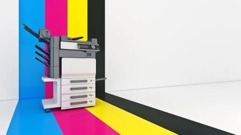 Concept of four. Color printing. 3d Rendering Stock Illustration