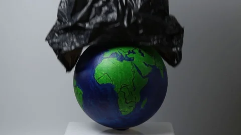 The concept of freeing planet earth from plastic bags Stock Footage 122015896