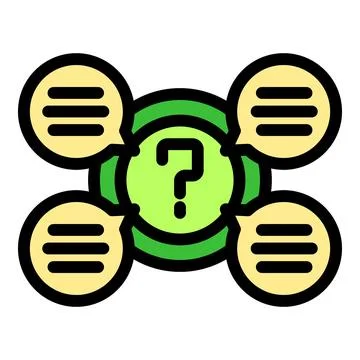 Concept of frequently asked questions, question mark surrounded by speech bub Ilustração Stock