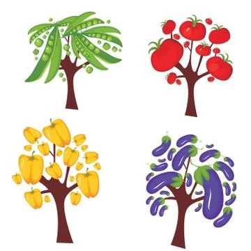 Concept of fruit and vegetable trees Stock Illustration
