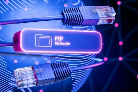 The concept of the FTP file transfer protocol. 3d render Stock Illustration