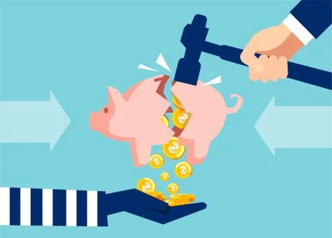 Concept of fund banking robbery Illustrazione stock