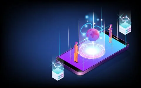 Concept of Future digital technology 3D metaverse, virtual reality technology Stock Illustration