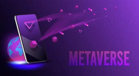 Concept of Future digital technology 3D metaverse, a virtual reality Stock Illustration